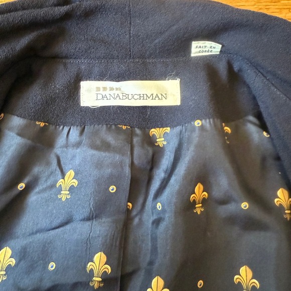 DANA BUCHMAN Navy Wool Double Breasted Blazer Shawl Collar Elegant Women's 14 - Picture 6 of 8